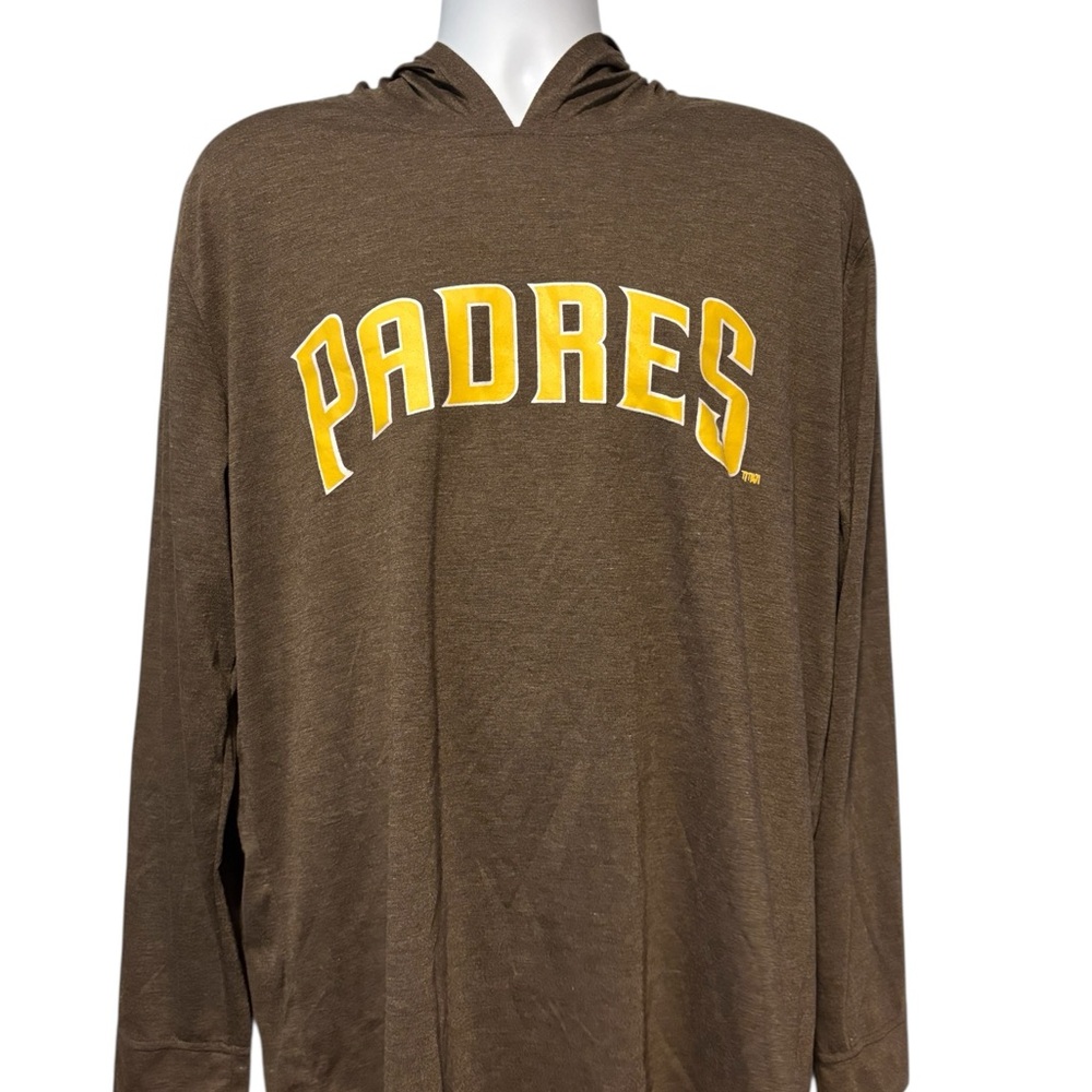 Men's Brown Long Sleeve Hooded Tee with Yellow Arch Logo